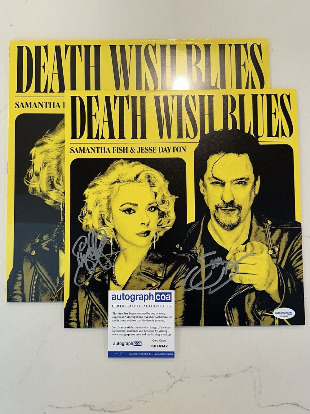 SAMANTHA FISH & JESSE DAYTON SIGNED AUTOGRAPH GOLD VINYL ACOA DEATH WISH BLUES